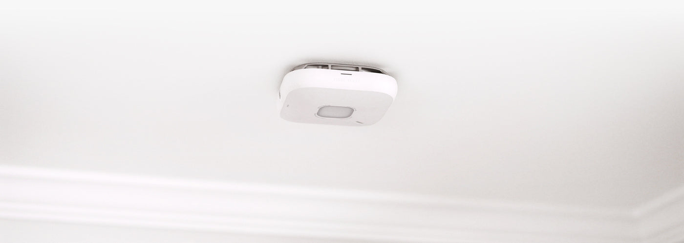 Smoke alarm on ceiling