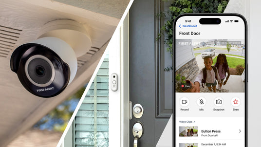 collage of indoor/outdoor cameras.