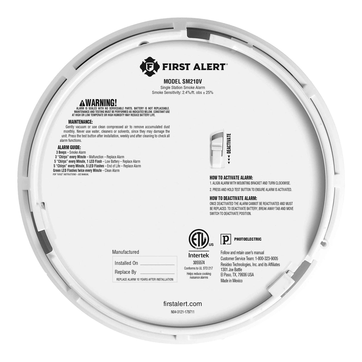 10-Year Battery Smoke Alarm with Voice Alerts