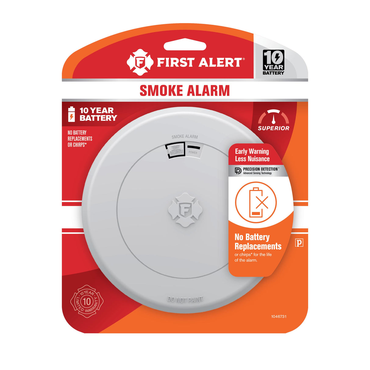10-Year Battery Smoke Alarm with Slim Profile Design