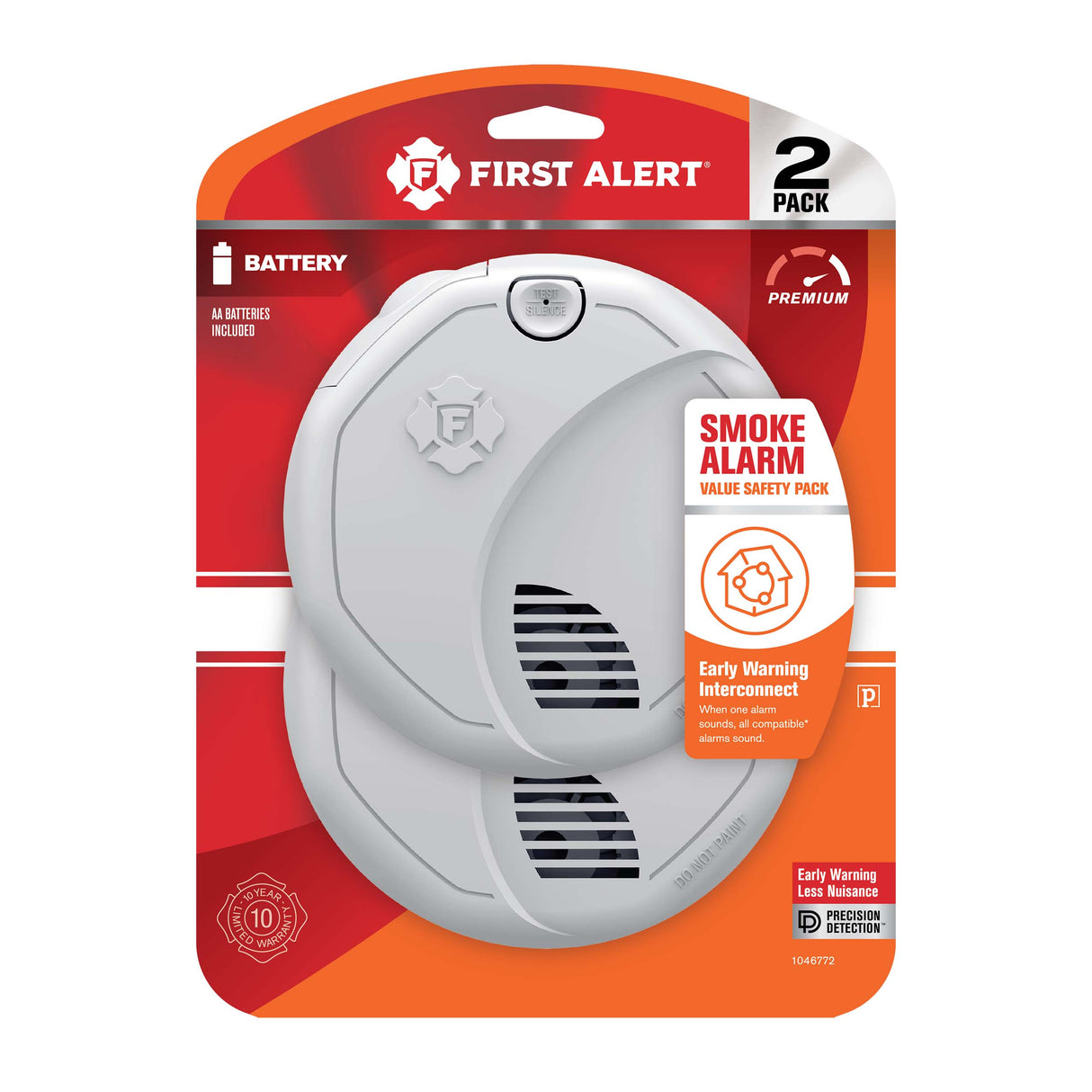 Interconnect Battery-Operated Smoke Alarm with Voice Alerts