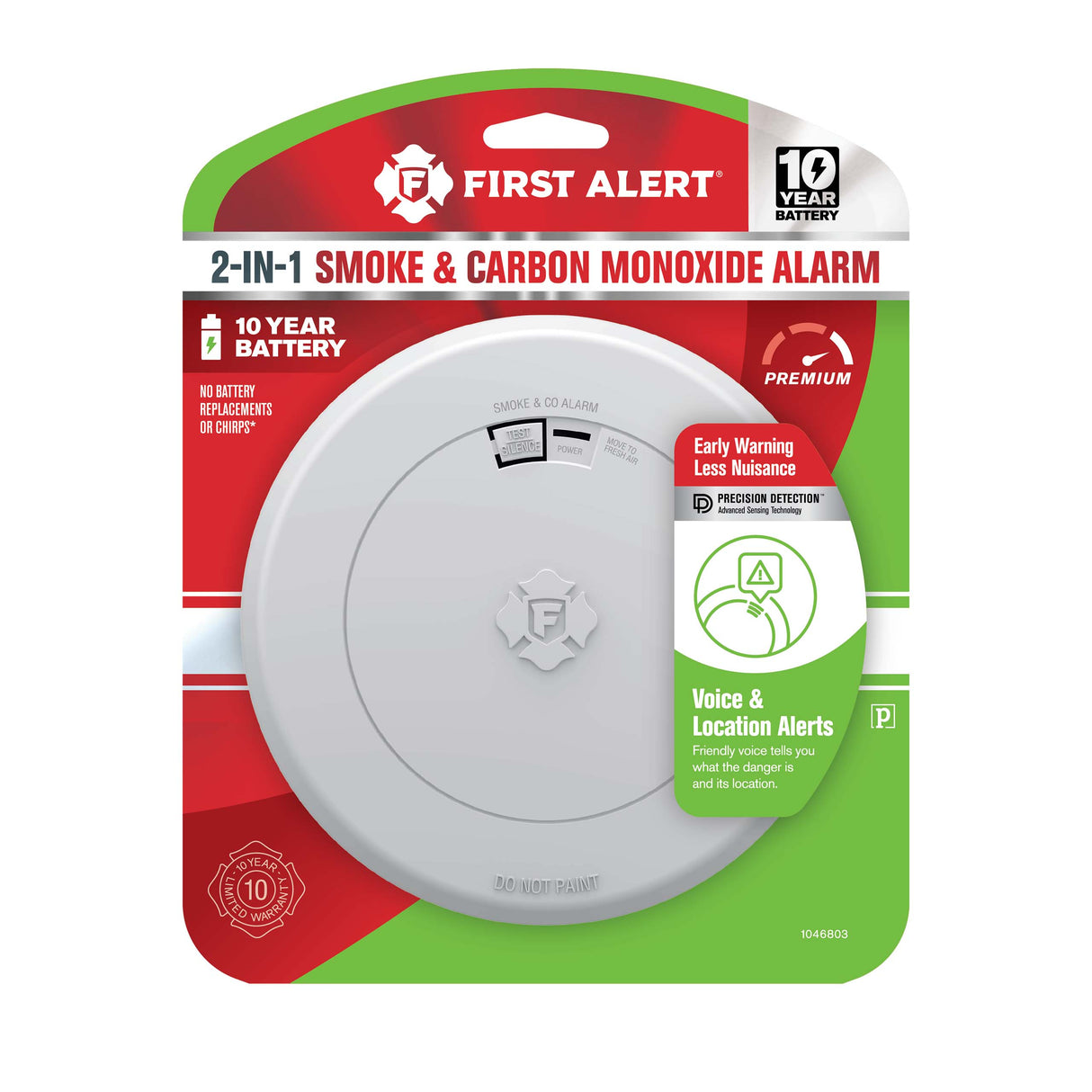 10-Year Battery 2-in-1 Smoke and CO Alarm with Voice Alerts