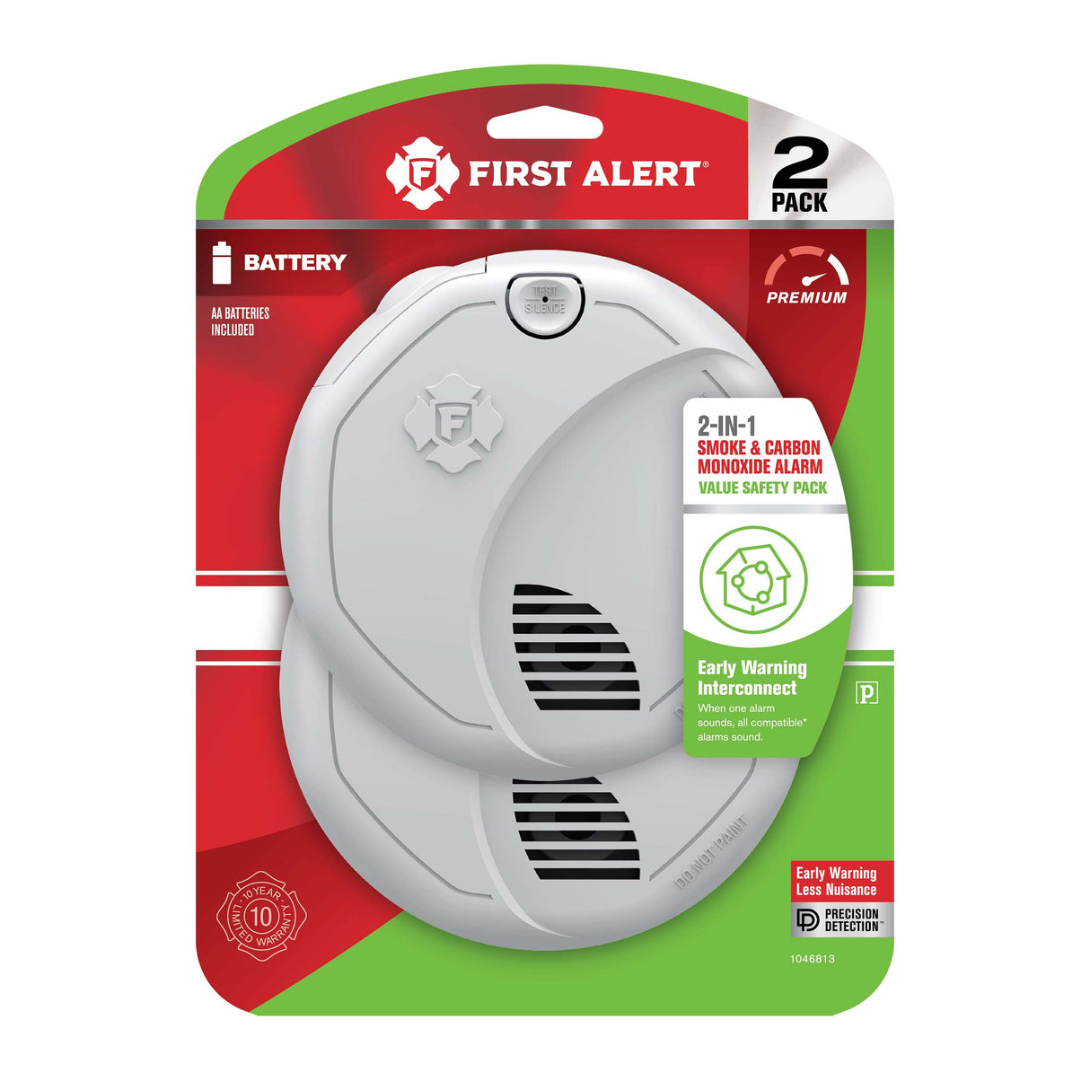 Interconnect Battery-Operated Smoke and CO Alarm with Voice