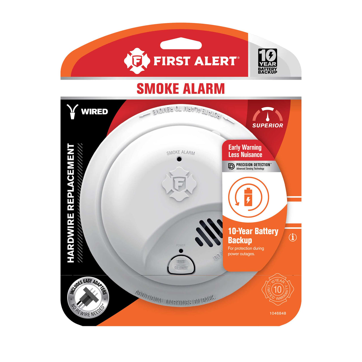 Interconnect Hardwire Smoke Alarm with 10-Year Battery Backup