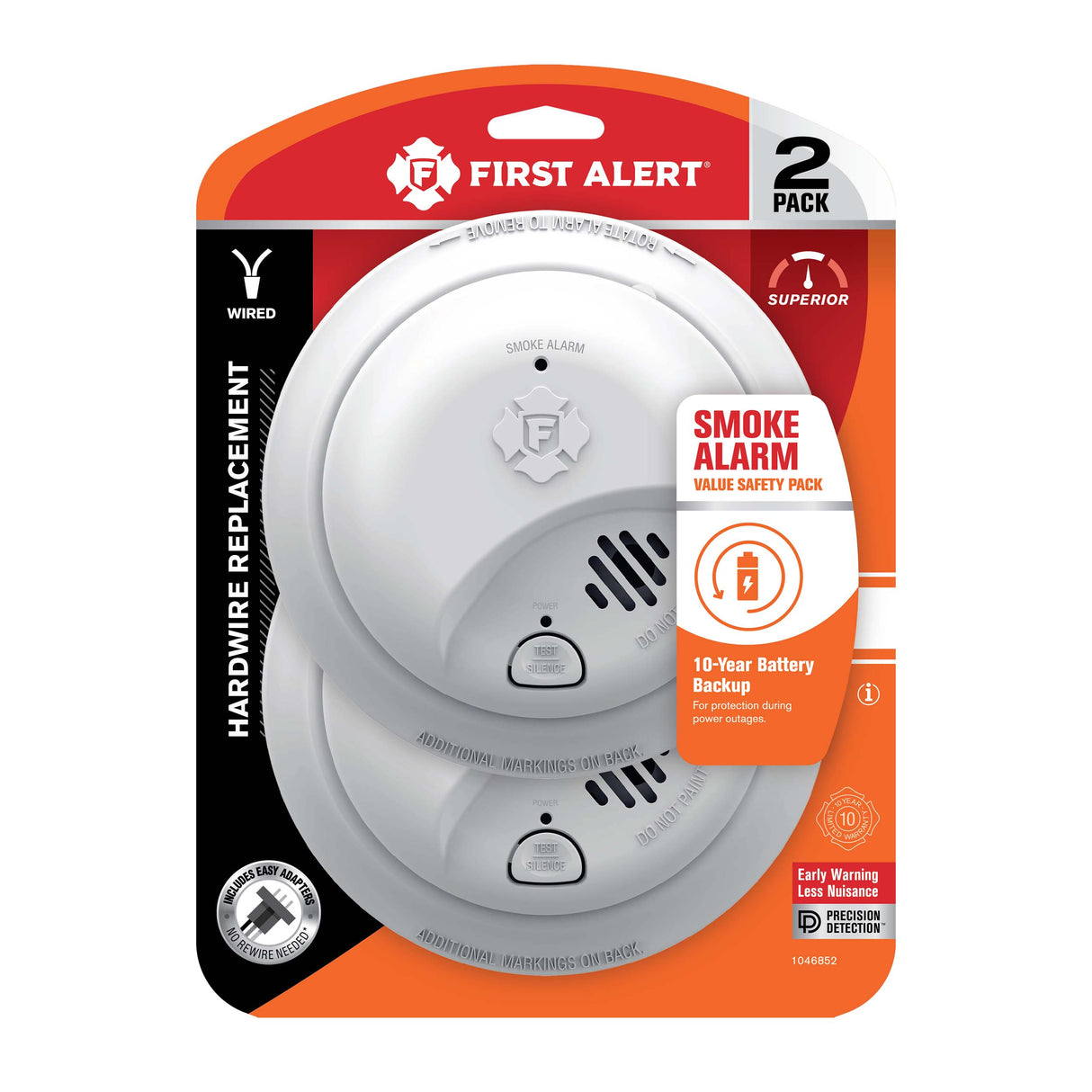 Interconnect Hardwire Smoke Alarm with 10-Year Battery Backup