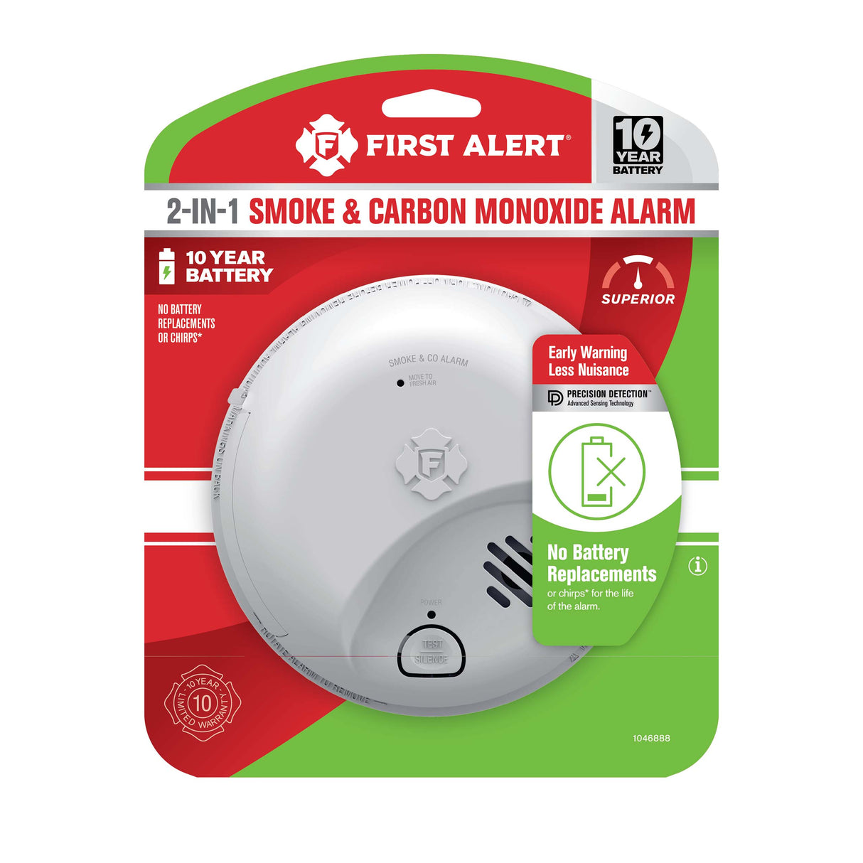 10-Year Battery 2-in-1 Smoke and Carbon Monoxide Alarm