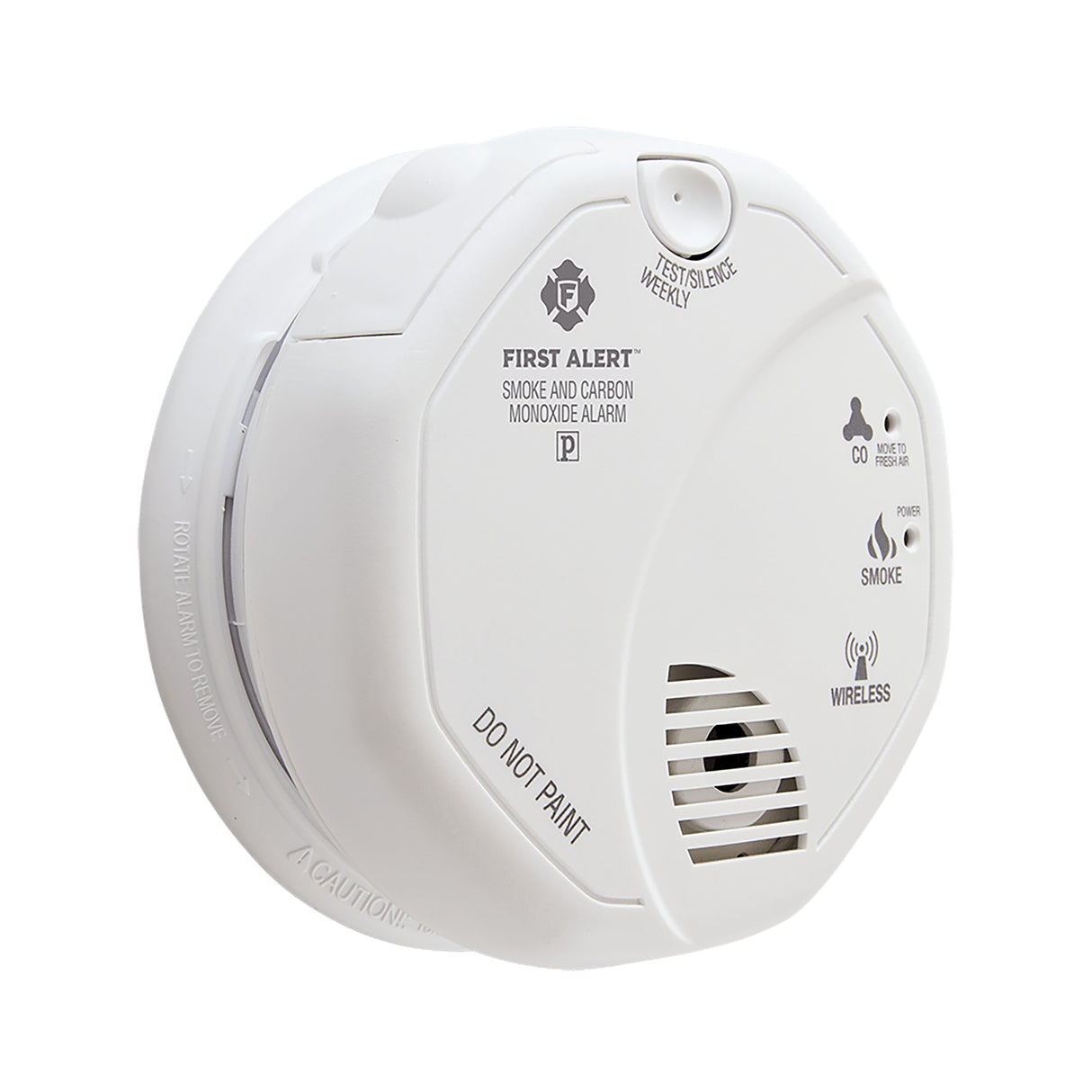 ZCOMBO Wireless Smoke and Carbon Monoxide Alarm Works with ZWAVE Ring - At an Angle