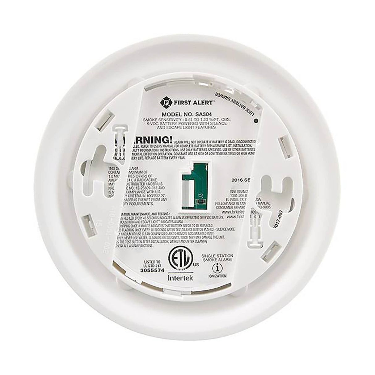 SA304 Smoke Alarm with Escape Light- Back
