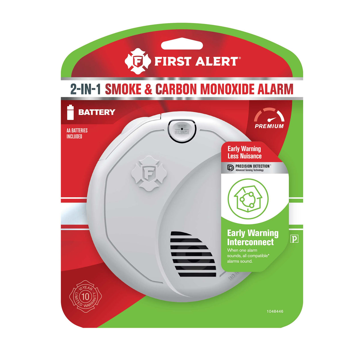 Interconnect Battery-Operated Smoke and CO Alarm with Voice